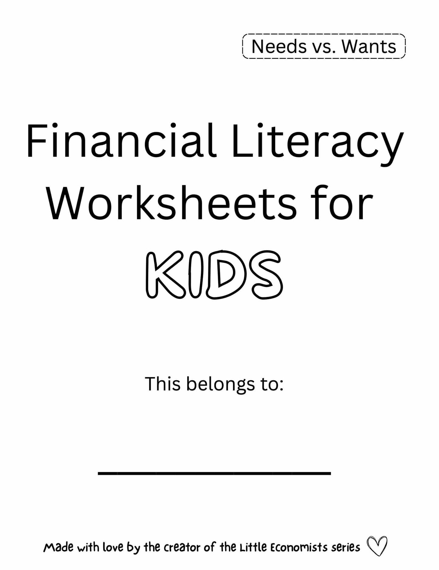 Financial Literacy Worksheets (Needs vs Wants)