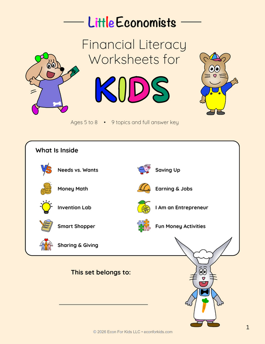 Little Economists Financial Literacy Worksheets (DIGITAL DOWNLOAD)