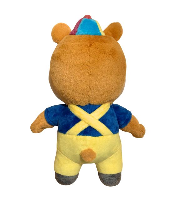 Plush toy with a colorful design on a white background
