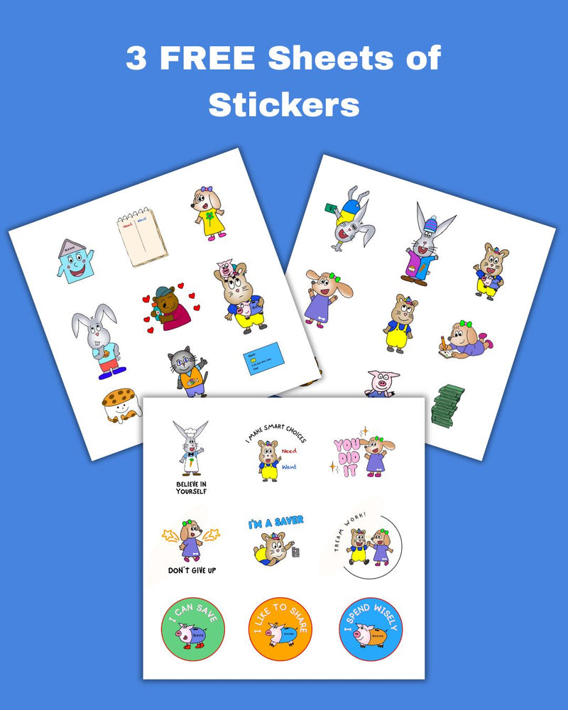 Three sheets of Little Economists stickers